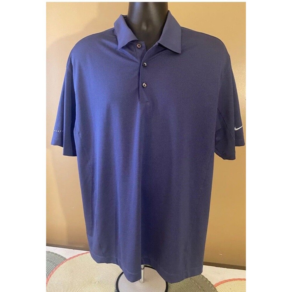 Nike Dri Fit Men’s Blue Golf Polo Shirt Lightweight Size Large